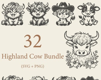 Baby Highland Cow PNG SVG Bundle: Clipart for Sublimation (Digital Download)