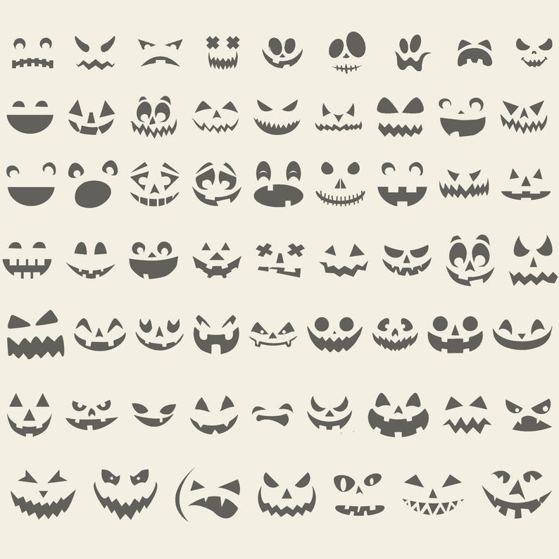 Halloween Pumpkin Face SVG Bundle: Jack O Lantern Clipart (PNG, SVG) - Etsy