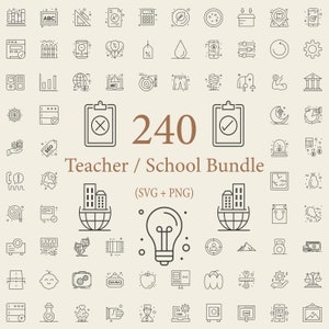 Könnte beinhalten: Ein Satz von 240 Schwarzweiß-Linien-Icons für Lehrer und Schulen. Die Icons umfassen eine Vielzahl von Fächern wie Mathematik, Naturwissenschaften, Deutsch und Geschichte. Die Icons eignen sich auch perfekt für die Verwendung in Klassenzimmerdekorationen, Arbeitsblättern und Präsentationen.