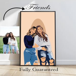 Bestie's birthday Portrait painting, faceless portrait, Personalized Gift for Best Friend, Gift for girlfriend, Friendship digital print
