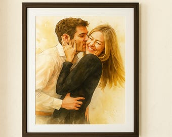 Retrato de acuarela personalizado, regalo de San Valentín, retrato a partir de una foto, regalo hecho a mano, regalo del primer aniversario, regalo de pareja, regalo para ella o para él