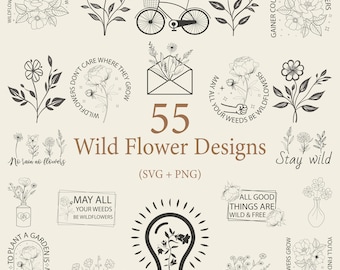 Wildflower SVG Bundle: 55 Floral Designs (Commercial Use)