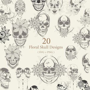 Sugar Skull SVG Bundle Mexican Sugar Skull Clipart Floral Sugar Skull SVG Day Of The Dead PNG Sugar Skull svg Dia De Los Muertos Clipart