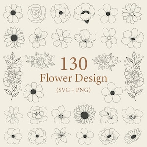 130 Flower Svg Bundle | Floral Svg Bundle | Flower Svg | Floral Svg | Plant Svg | hand drawn flower Svg | Flower clipart