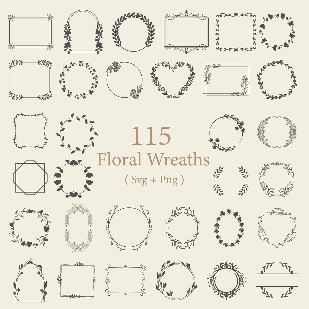 115 Wreath Svg Bundle | Floral Wreath Bundle | Laurel Wreath Svg ...