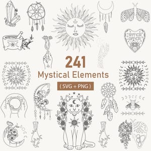 Mystic Celestial SVG Bundle: Hexerei, Mond, Sternzeichen (SVG, PNG)