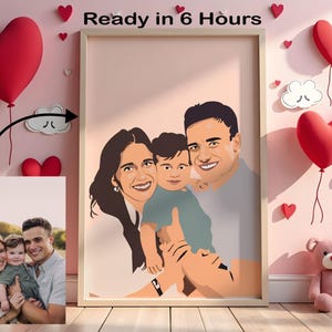 Custom Family Portrait, Cartoon Portrait, Gift For Christmas, Faceless Portrait Print, Family Illustration , Portrait From Photo, Gift her