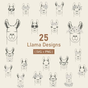 Llama SVG Bundle, Llama Aviator Sunglasses SVG, Llama Svg, Alpaca Svg,Mama Llama  SVG, Funny Llama Svg, cute Llama , face Llama,Floral Llama