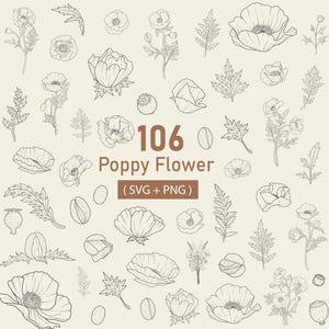 Poppy Flower SVG Bundle: Botanical Clipart (Commercial Use)