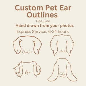Custom Pet Ear Outline Drawing, Dog or Cat Ears Drawing, Pet Ear Tattoo Outline, Pet Loss Gift, Hand Drawn Dog Owner Gift, Pet Memorial Svg