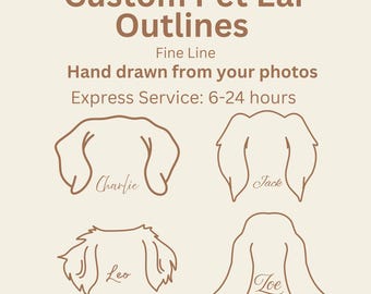 Dibujo personalizado del contorno de la oreja de tu mascota: Memorial para perros y gatos (archivo digital)