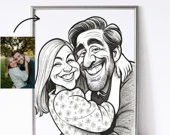 Caricatura/Digital/Boceto/Retrato/Caricatura personalizada/Regalo de Navidad/Dibujo personalizado/Dibujo a partir de una foto/Dibujo en blanco y negro