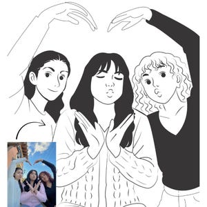 Custom Minimalist Line Art Portrait from Photo – Personalized Couple Illustration, couple portrait from photo in my style