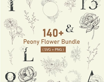Peony SVG Bundle: Floral Arrangement Cutting Files (PNG)