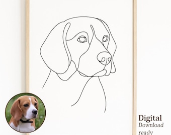 Custom Line Drawing Pet, Dog Portrait, Personalized Animal Portrait, Line Art Illustration Print, Pet Sketch From Photo, Cat Outline