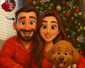 Pixar-Style Portrait from Photo, Digital Pixar Art, Personalized Digital Artwork of Couples, Families & Pets, Gift for him, her, 3D Pixar
