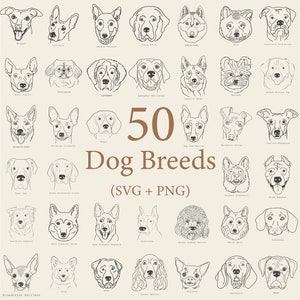 Dog heads Svg and Png | | Hand Drawn | Dog ears outline bundle | Svg Clipart bundle | Line art | Tattoo Design | PNG bundle | Commercial Use