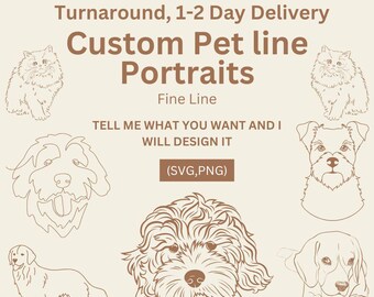 Custom Pet Line Portraits, Custom Line Drawing, Custom Pets Outline Drawing, Pet Sketch from Photo, Custom Dog Outline, Tattoo Line Art SVG