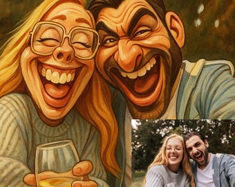 Karikatur / Digital / Skizze / Porträt / Kundenspezifische Karikatur / Weihnachtsgeschenk / Personalisierte Zeichnung / Zeichnung vom Foto / Schwarzweiß-Zeichnung