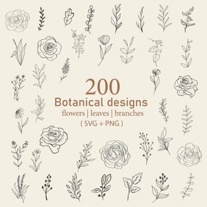 200 Botanical Svg Bundle | Floral Svg | Flower Svg | Botanical Clipart | Flower Clipart | Wildflower svg | lineart svg |commercial use | svg