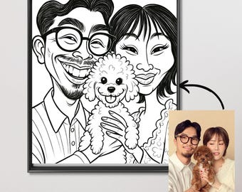 Caricature/Digital/Sketch/Portrait/Custom Caricature/Christmas Gift/Personalised Drawing/Drawing From Photo/Black and White Drawing