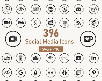 Social Media Icons SVG PNG Bundle: Business Card Icons (Digital Download)
