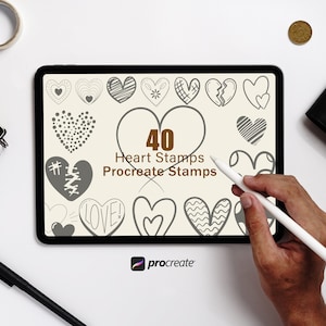 Heart Procreate Stamps: Valentine Doodle Brushes (Brushset File)