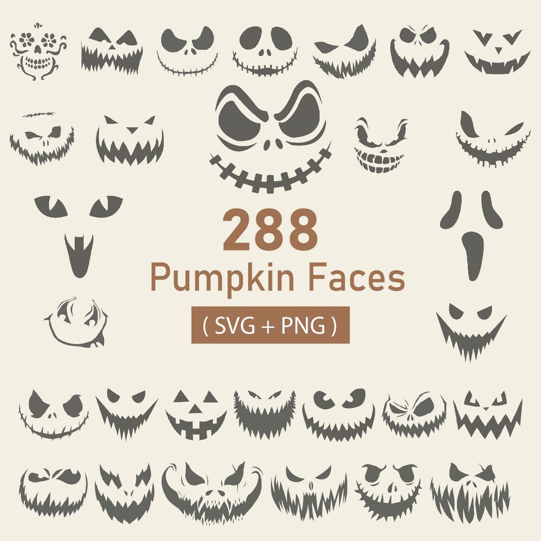 Pumpkin Face SVG Bundle, Pumpkin Face PNG Bundle,halloween Pumpkin Face