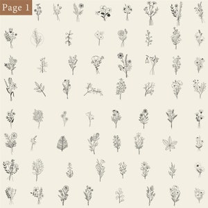 May include: A collection of 64 black and white line drawings of various flowers and floral arrangements. The drawings are simple and elegant, and would be perfect for use in a variety of creative projects.