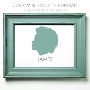 Custom Silhouette Portrait, Personalized Digital Classic Family Portraits Children Nursery Personalized Name Art, Parent Birthday Gift