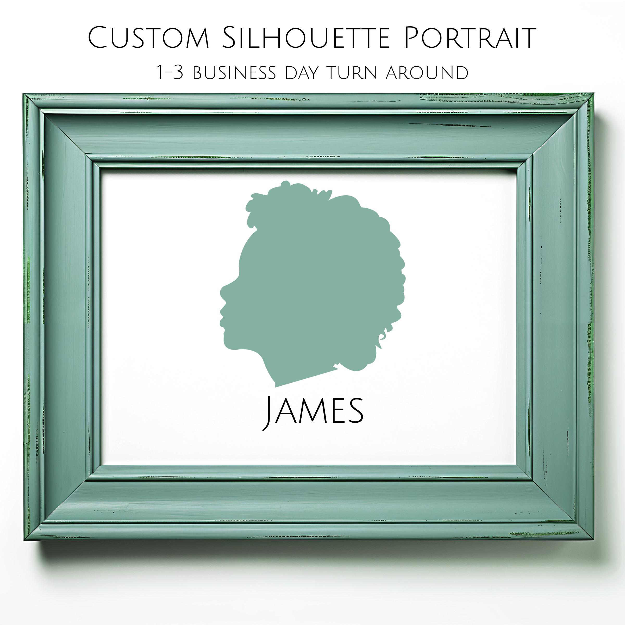 Custom Silhouette Portrait, Personalized Digital Classic Family Portraits Children Nursery Personalized Name Art, Parent Birthday Gift