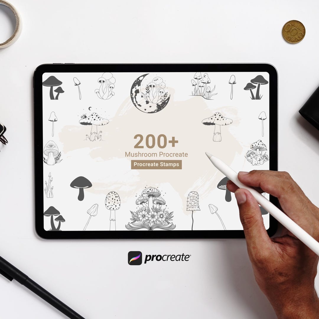 200 Fungi Mushroom Procreate Stamps: Nature Brush Set (digital Download ...