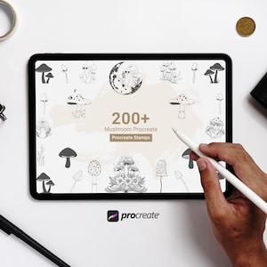 200 Fungi Mushroom Procreate Stamps: Nature Brush Set (Digital Download)