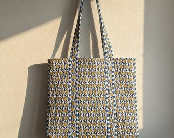 Floral Quilted Tote Bag | Cotton Canvas Shoulder Bag | Office Tote | Beach Tote | Everyday Bag | Gift for Her