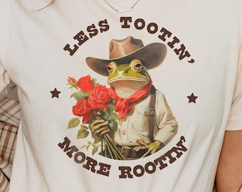 カウボーイフロッグTシャツ、面白いウエスタンミーム、オルタナティブファッション
