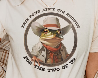 カウボーイフロッグTシャツ、面白いウエスタンミームシャツ