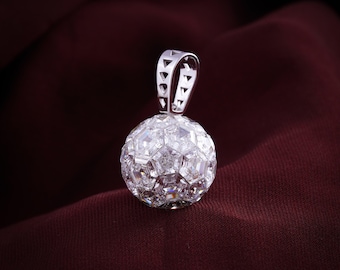 Lab Grown Diamond Ball Pendent  White Gold 20.00 CT Hexagon Cut Diamond Near-colorless Gemstone Bridal Pendant 14kt White Gold