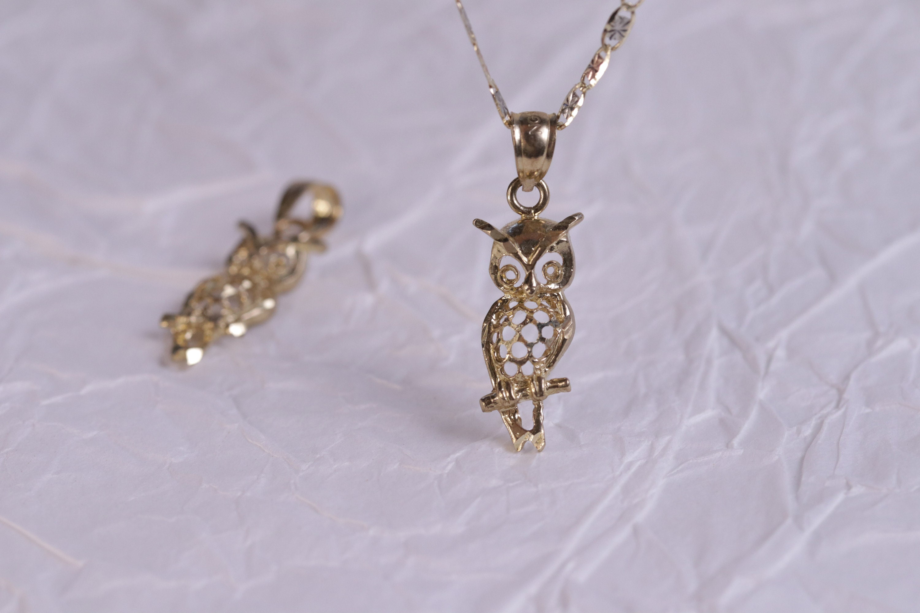 10K Gold Owl Pendant, Animal Pendant, Necklace, Gift For Kids, Gift For Mom, Gift For Girlfriend