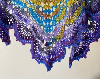 Superfine hand crochet merino shawl