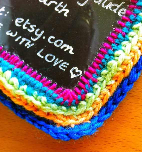 Items similar to luggage tag crochet multicolor stripe on Etsy
