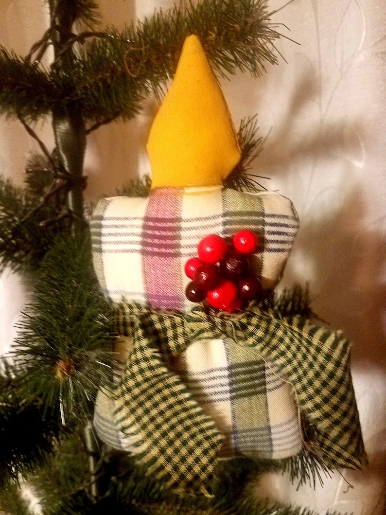 FABRIC CHRISTMAS CANDLE ORNAMENT