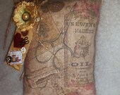 Vintage Sewing Collage Pillow | Mini Pillow | Cupboard Tuck | Mothers Day Gift | Door Knob Hanger