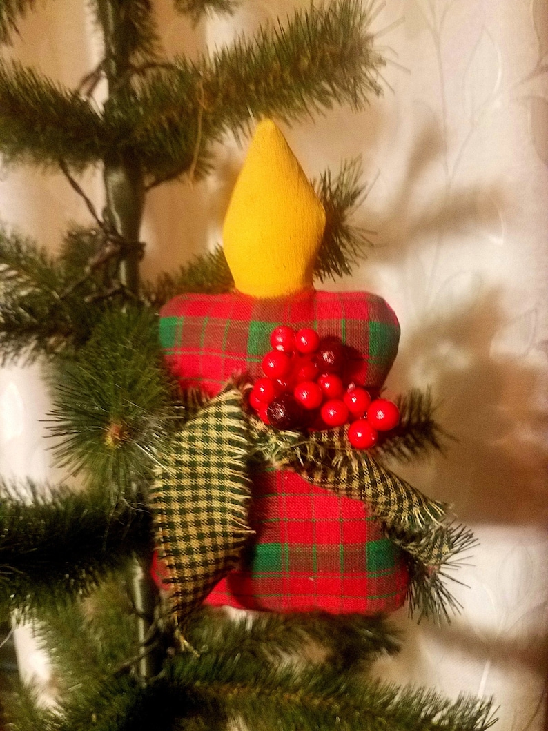 FABRIC CHRISTMAS CANDLE ORNAMENT