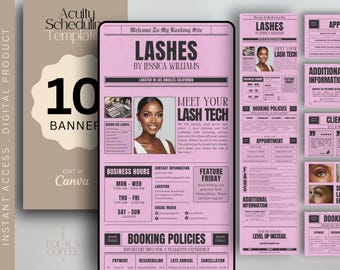 Pink Acuity Template Lash Tech Acuity Website Template Scheduling Acuity Canva Template Booking Site Acuity Lash Newspaper Acuity Booking