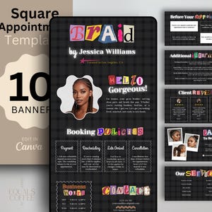 Braider Square Booking Template: Y2K Canva Banners (Digital Download)