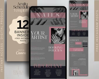 Pink Acuity Scheduling Template Nail Tech Acuity Template Nail Stylist Acuity Booking Page Canva Template Nail Tech Acuity Website Banner