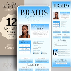 Acuity Braiding Scheduling Template Acuity Template Braiders Website Template Braider Acuity Template Blue Website Banners Template Canva