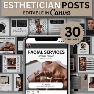 30 Esthetician Instagram Post Template Canva Minimalist Esthetician Posts Flyer Skin Instagram Template Social Media Posts Skincare Business