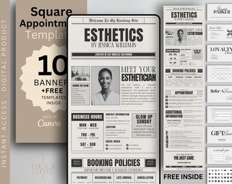 Sitio de reservas para esteticistas en Square Plantilla de citas para esteticistas en Square Sitio web de reservas para esteticistas Plantilla de esteticistas en Square Periódico