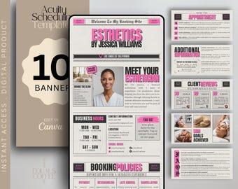 Esthetician Acuity Template Canva Schedule Template Editable Website Esthetician Template Acuity Scheduling Template Esthetician Booking DIY